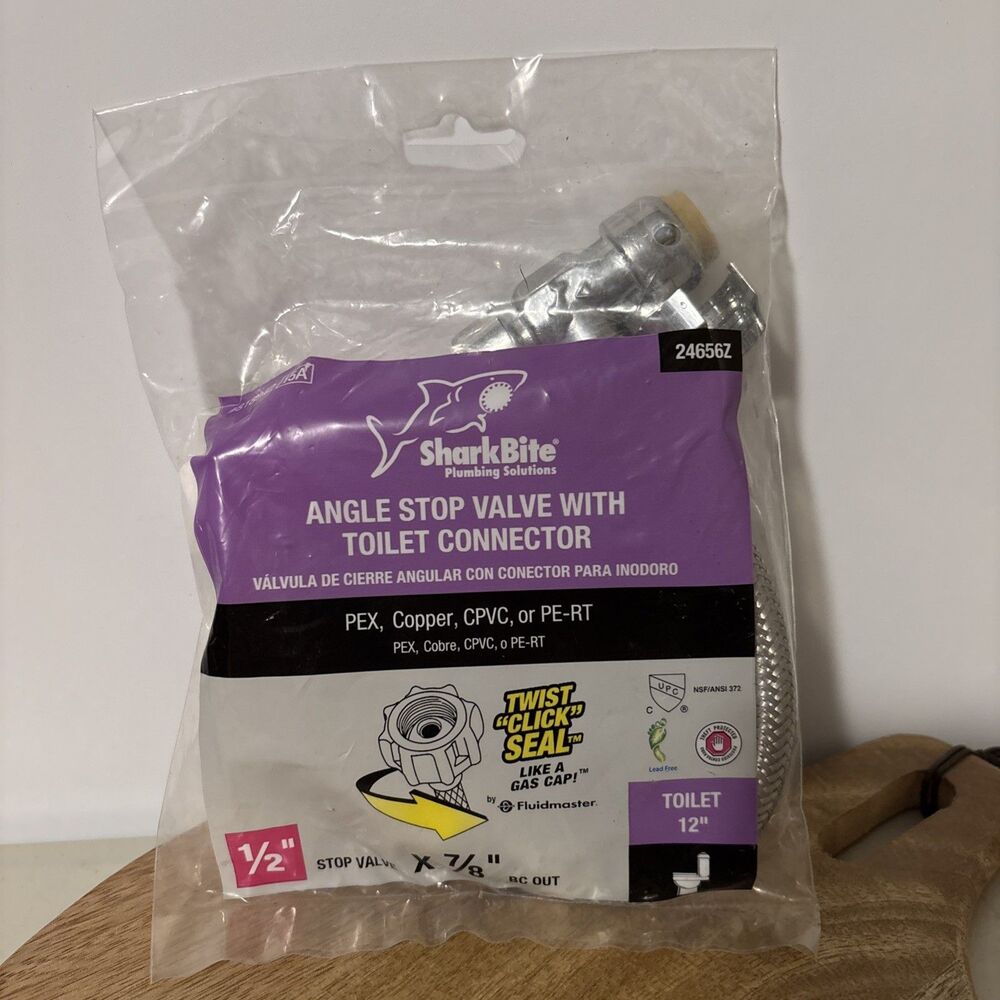 1 SharkBite Click Seal 1/2" C x 7/8" BC x 12" L Toilet Connector 24656Z New